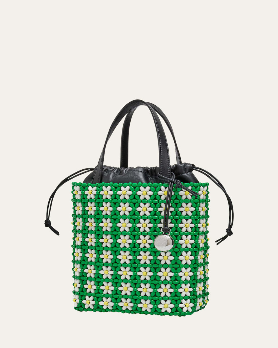 Mini Flower Beaded Tote Bag in Acetate